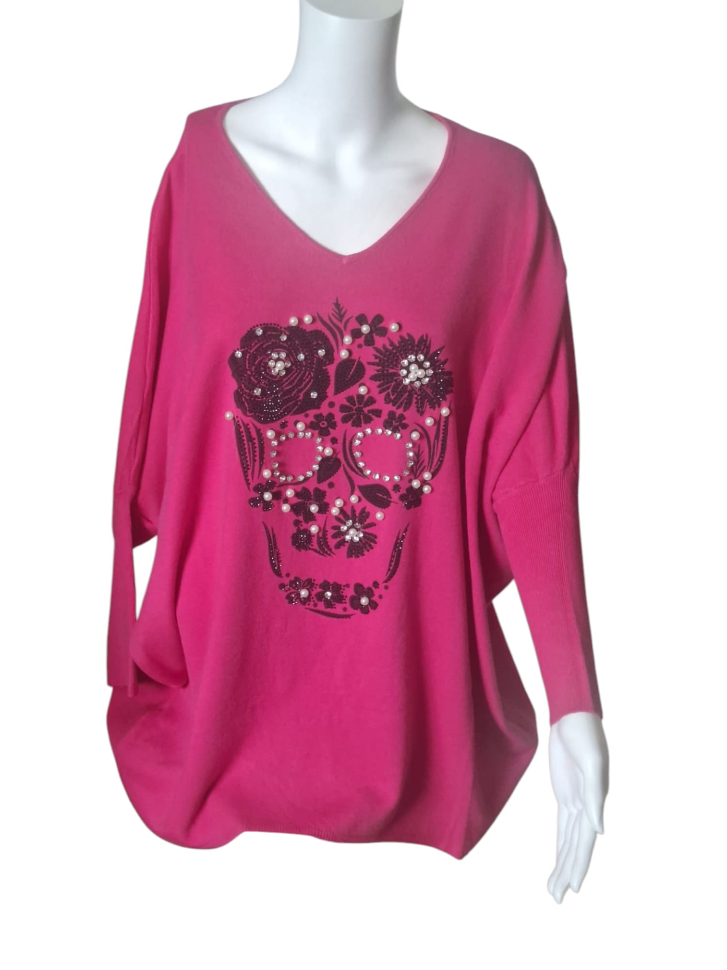 Pulli Totenkopfpink
