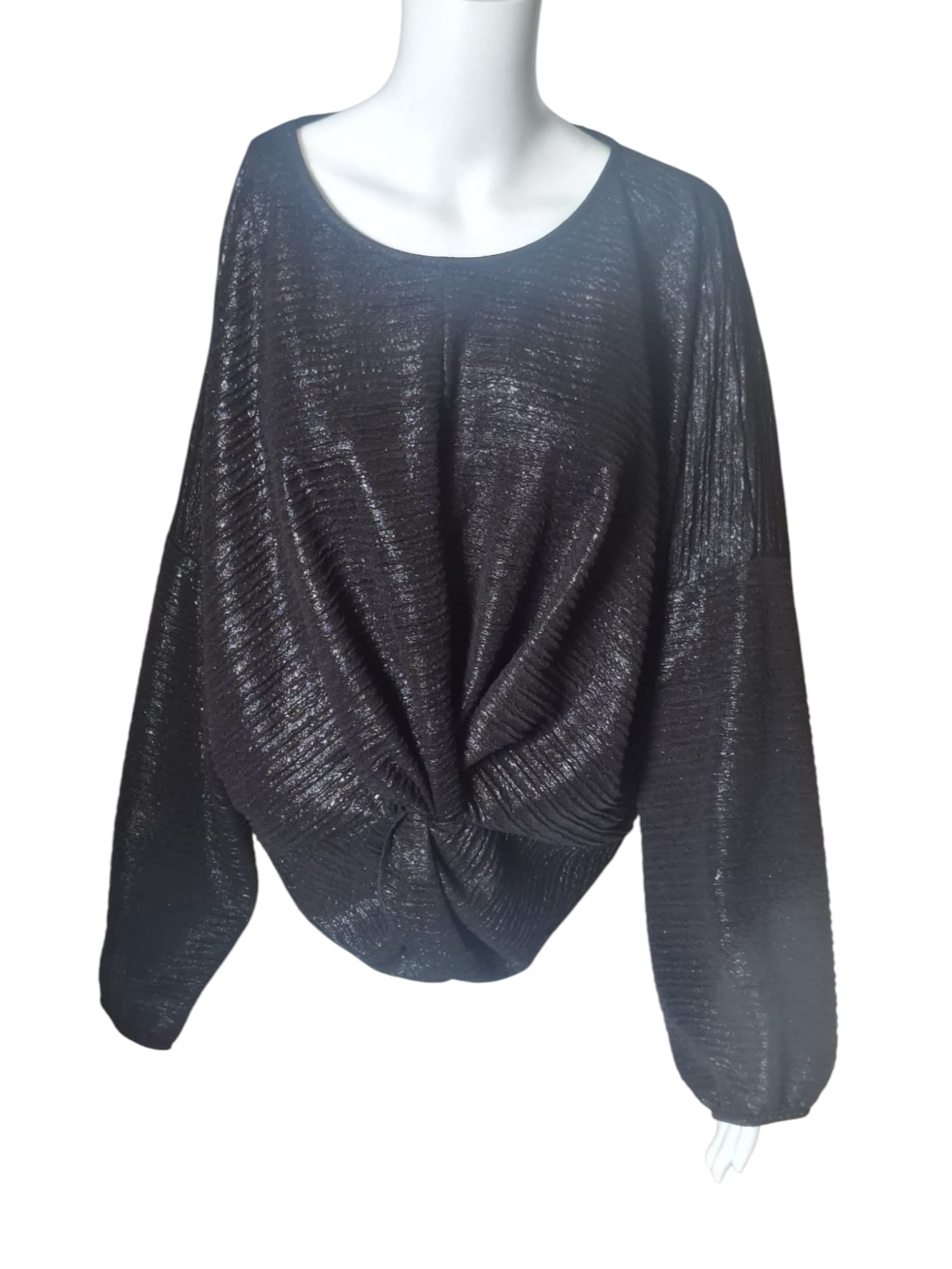 Shirt Knoten schwarz / Schimmer